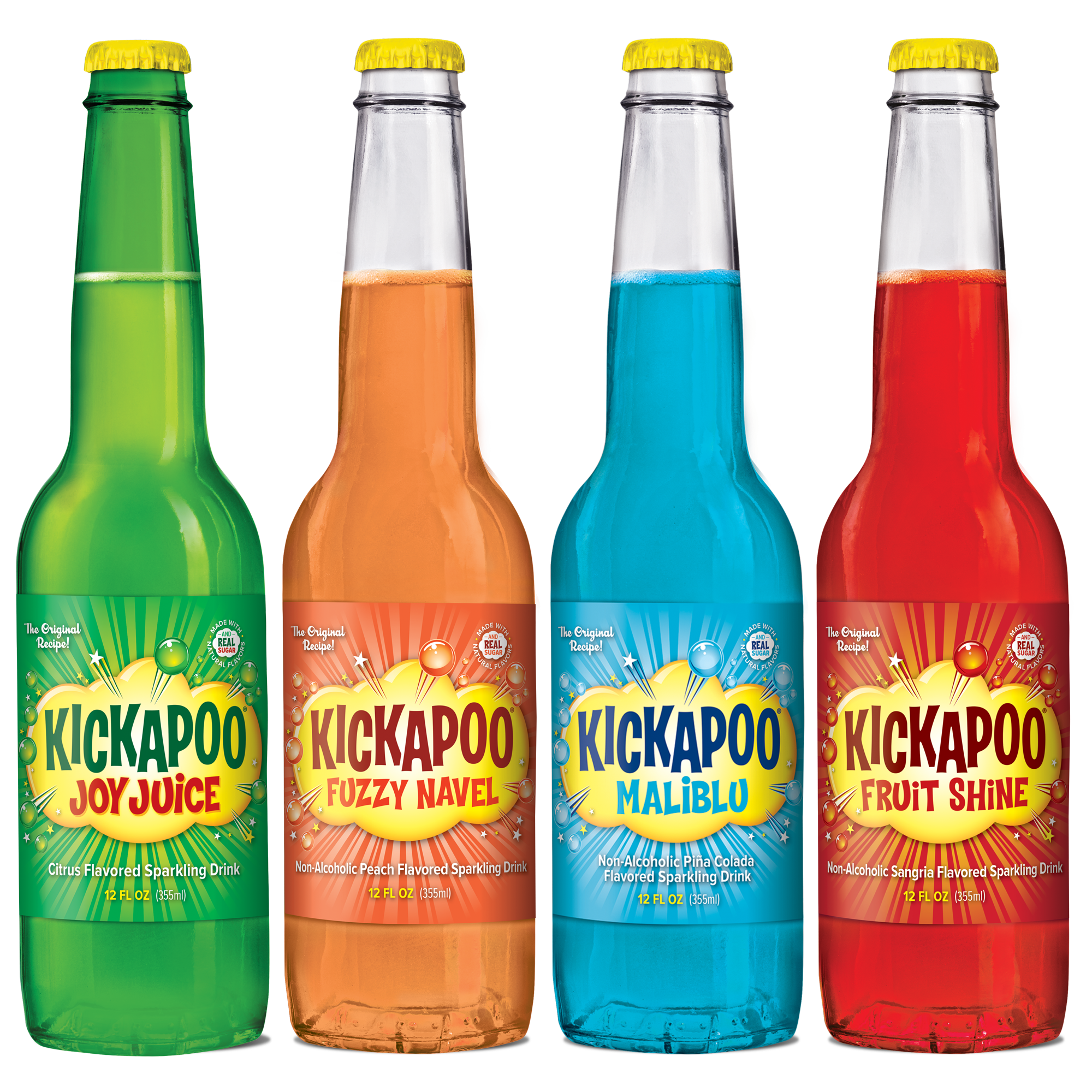 Kickapoo Joy Juice, Kickapoo Fuzzy Navel, Kickapoo Maliblu, Kickapoo Fruit Shine